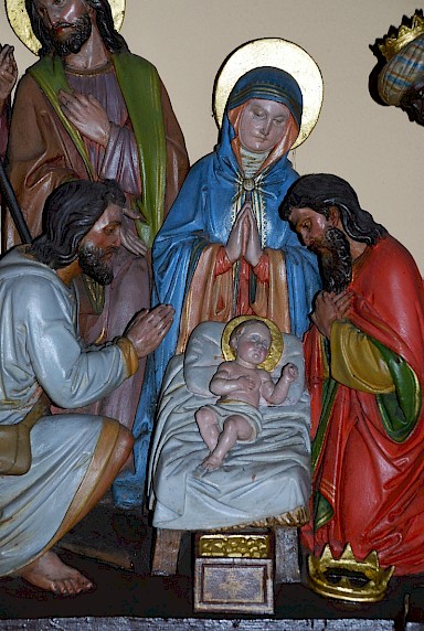 Schnitzerei von Bruder Johannes: Christi Geburt - Detail